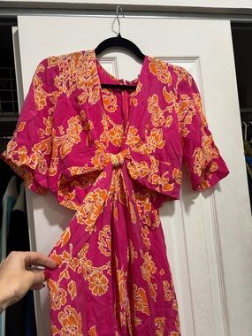 Hatch Thea Tie-Front Pink & Orange Women’s Dress